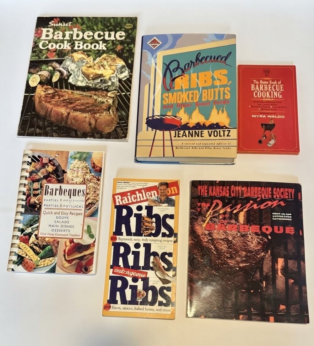 Vintage BBQ Cookbook Lot of 6: Ribs, Grilling, Smoking & Backyard BBQ Recipes